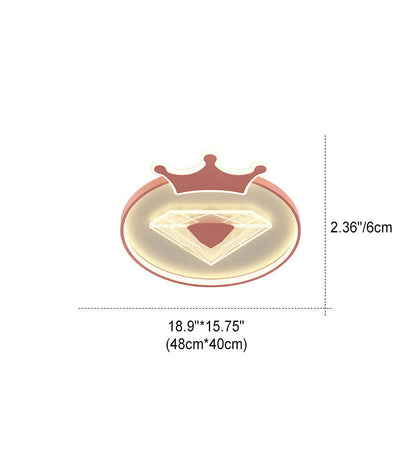 Plafonnier LED pour enfants avec abat-jour acrylique en forme de couronne ronde et diamant de simplicité créative 