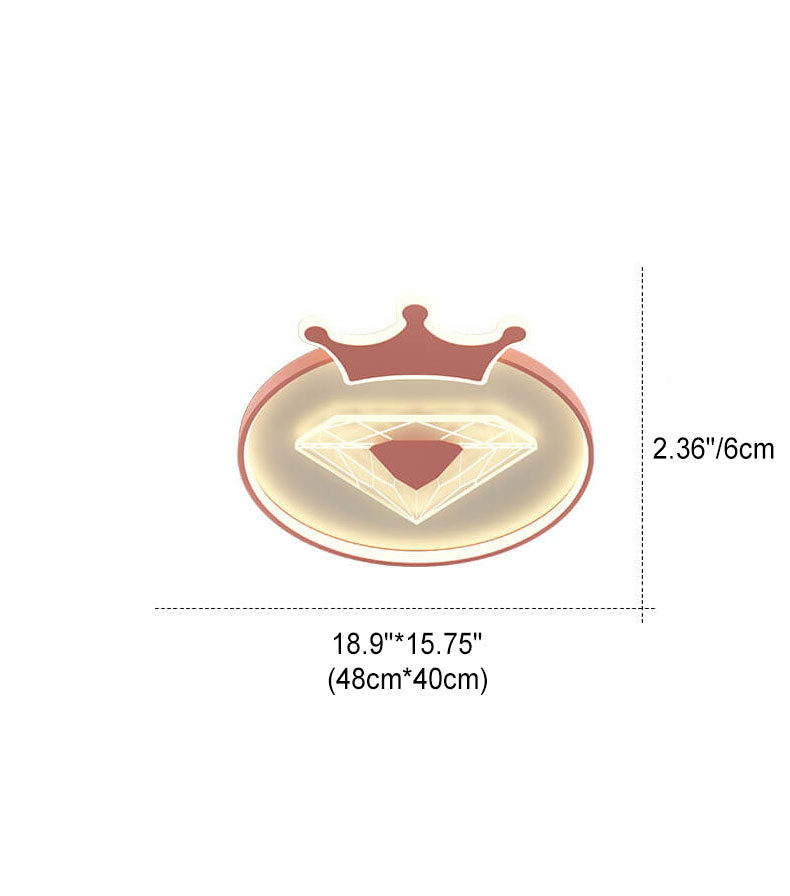 Plafonnier LED pour enfants avec abat-jour acrylique en forme de couronne ronde et diamant de simplicité créative 