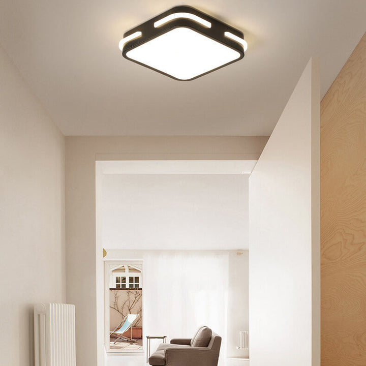 Moderne, einfache, quadratische, runde, seitlich beleuchtete LED-Deckenleuchte aus Acryl 