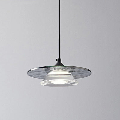 Moderne minimalistische konische Scheibe Aluminium Acryl Glas LED Pendelleuchte 
