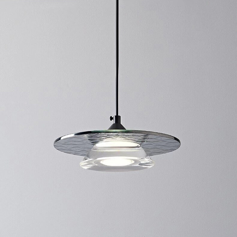Moderne minimalistische konische Scheibe Aluminium Acryl Glas LED Pendelleuchte 