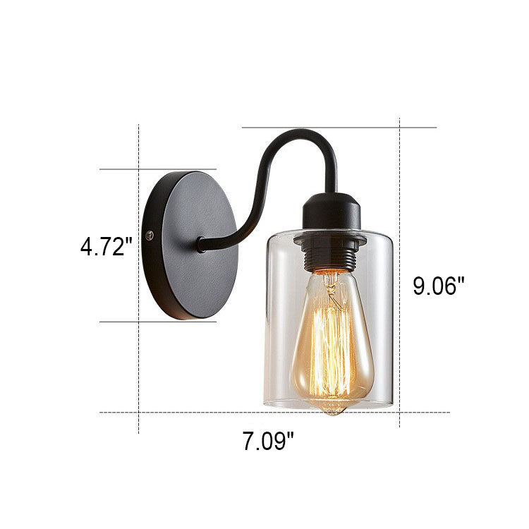 Modern Vintage Industrial Iron Glass 1-Light Wall Sconce Lamp