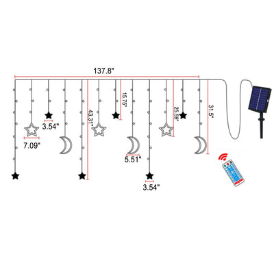 LED Solar Star Moon Curtain Light  Christmas Outdoor Patio Decorative Camping String Lights