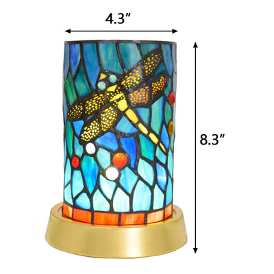 Lampe de table LED USB en fer et vitrail Tiffany de style européen 