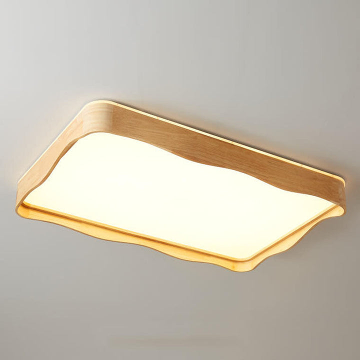 Luz de techo LED montada al ras con diseño de ondas cuadradas originales japonesas de madera 