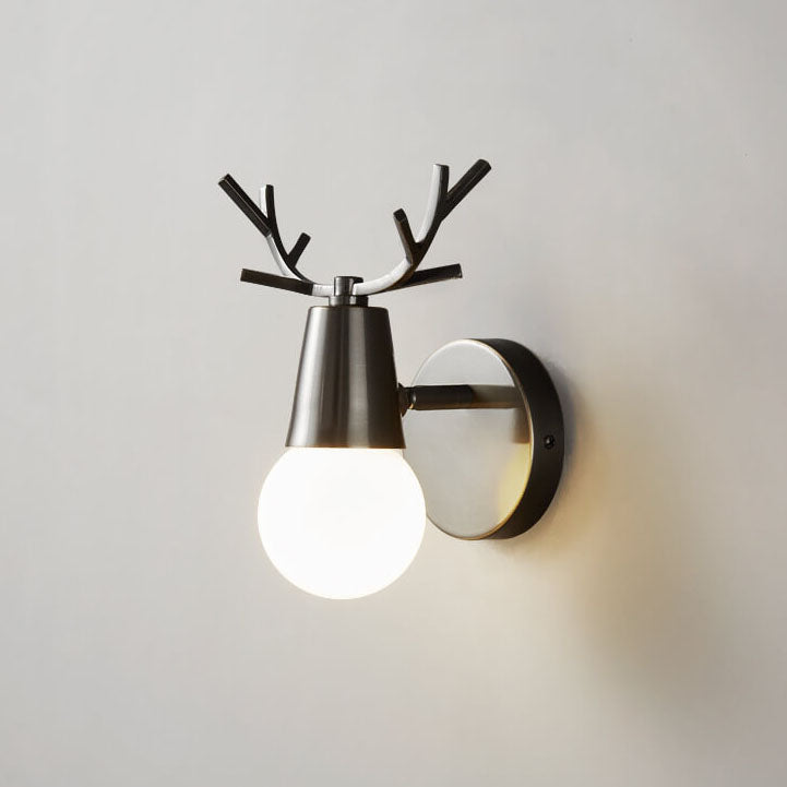 Applique murale moderne en verre avec bois de cerf en cuivre à 1 lumière 