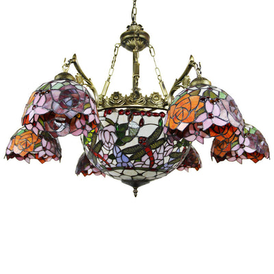 European Tiffany Vintage 9-Light Island Light Chandelier