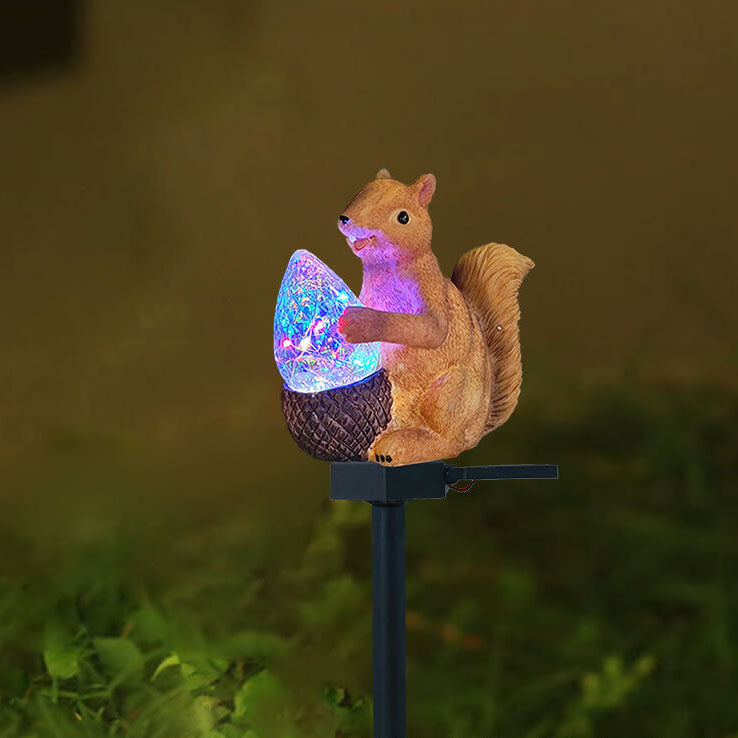 Contemporary Creative Resin Squirrel LED Solar Waterproof Lawn Landscape Insert Light For Outdoor Patio