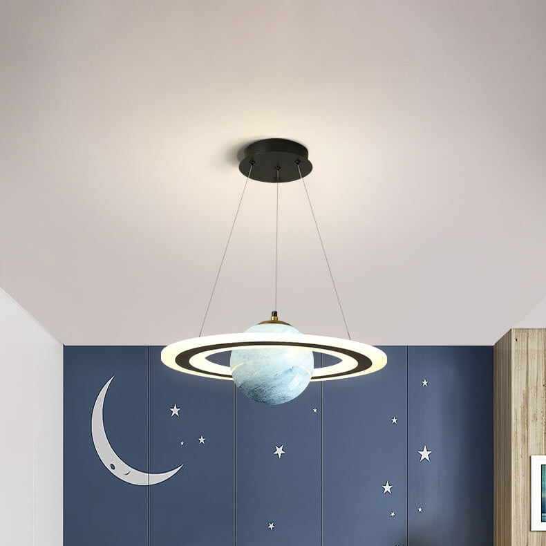 Modern Creative Space Planet Circle Kids LED Chandelier