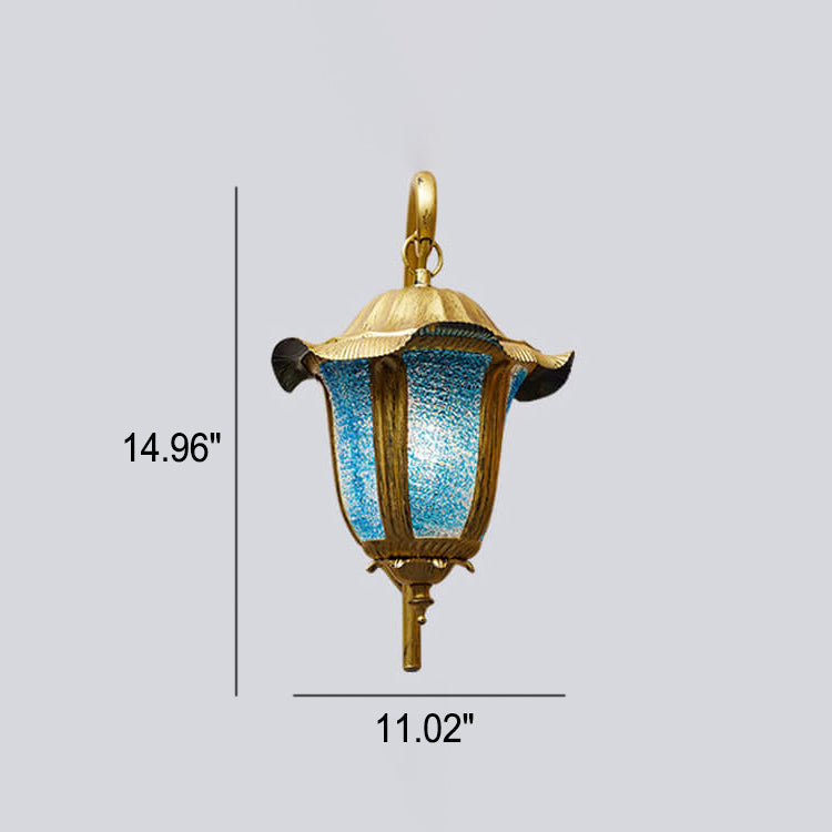 Böhmische marokkanische blaue Eisen-Wandleuchte mit 1 gebogenem Arm 