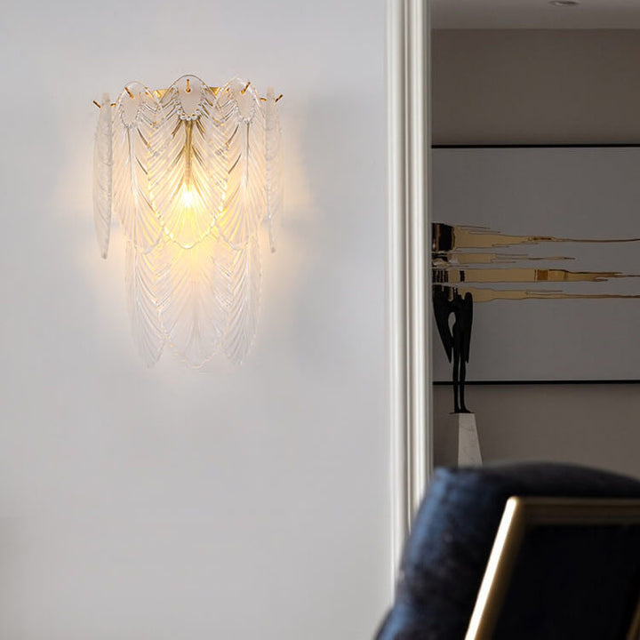 Europäische leichte Luxus-Feder-Eisen-Glas 2/3-Licht Wandleuchte 