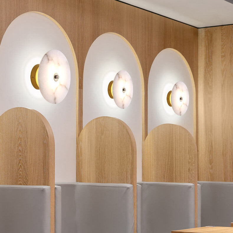 Modern Luxury Round Marble Iron LED Wall Sconce Lamp