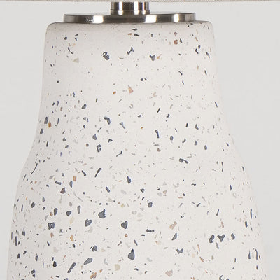 European Light Luxury Terrazzo Base Fabric Drum 1-Light Table Lamp