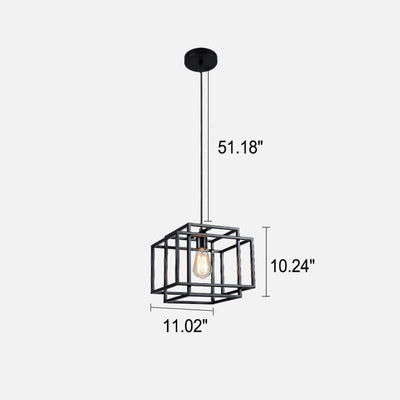 Industrial Vintage Iron Geometric Lantern 1-Light Pendant Light