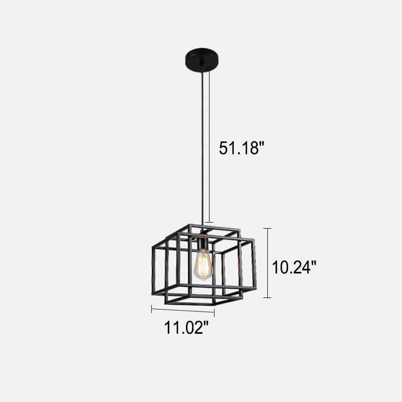 Industrial Vintage Iron Geometric Lantern 1-Light Pendant Light