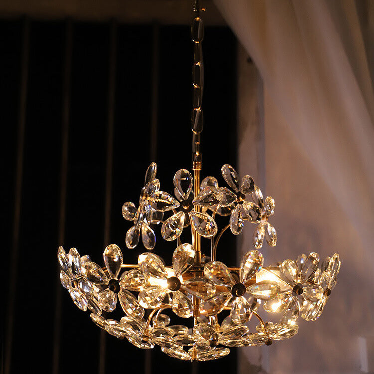 Lustre Fleur en Cristal de Luxe Français 6/8 Lumières 