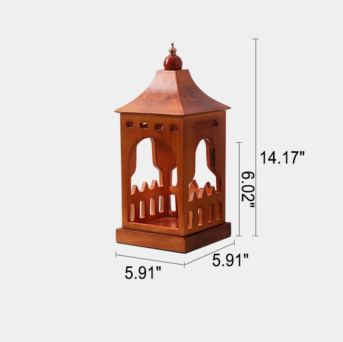 Vintage Walnut Cabin 1-Light Melting Wax Table Lamp
