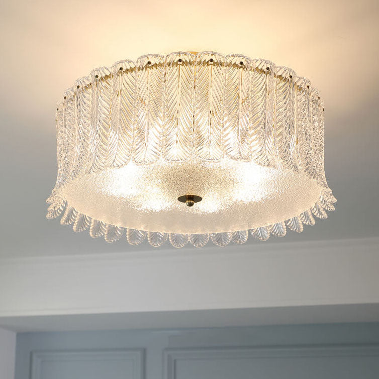 Modern Luxury Orchid Leaf Glass Enclosure Hardware 8-Light Flush Mount Ceiling Light For Living Room