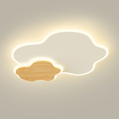 Japanese Minimalist Cloud Log Acrylic LED Flush Mount Lighting