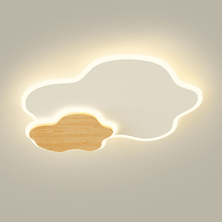 Japanese Minimalist Cloud Log Acrylic LED Flush Mount Lighting