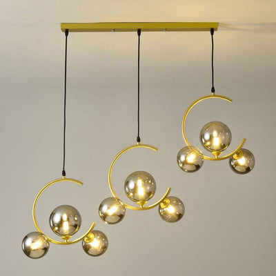 Scandinavian Minimalist Round Ball Glass 1/3-Light Island Light Chandelier