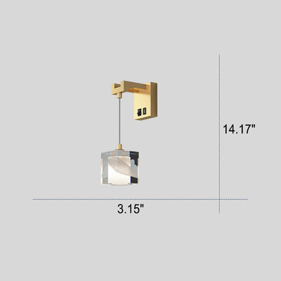 Light Luxury Copper Cube Crystal 1-Light Wall Sconce Lamp