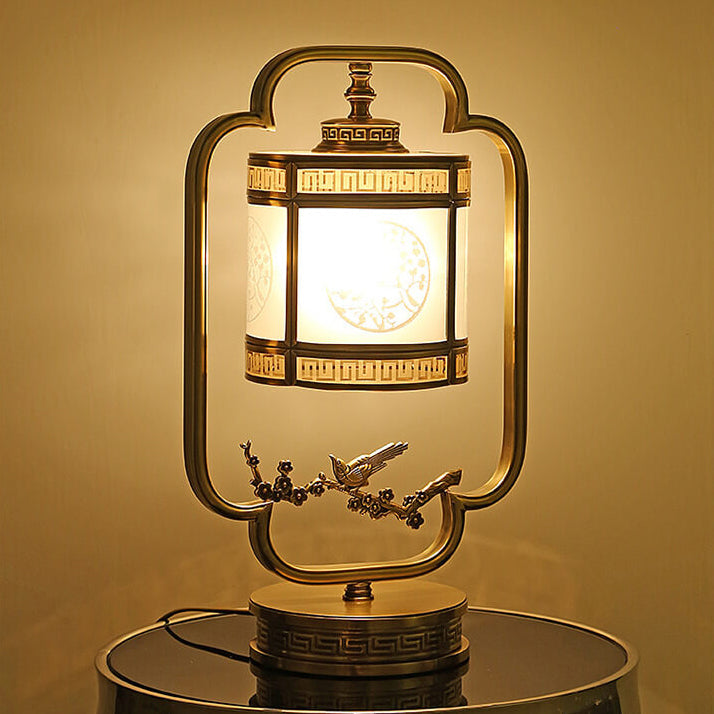 Modern Luxury Glass Copper 1-Light Table Lamp For Bedroom