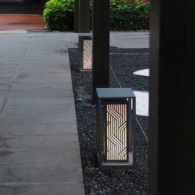 Modernes, minimalistisches quadratisches Liniendesign im Freien wasserdichte Landschaftswegleuchte 