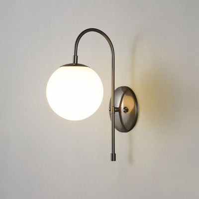 Lustre nordique en verre boule ronde bras plié en cuivre applique murale 1 lumière 