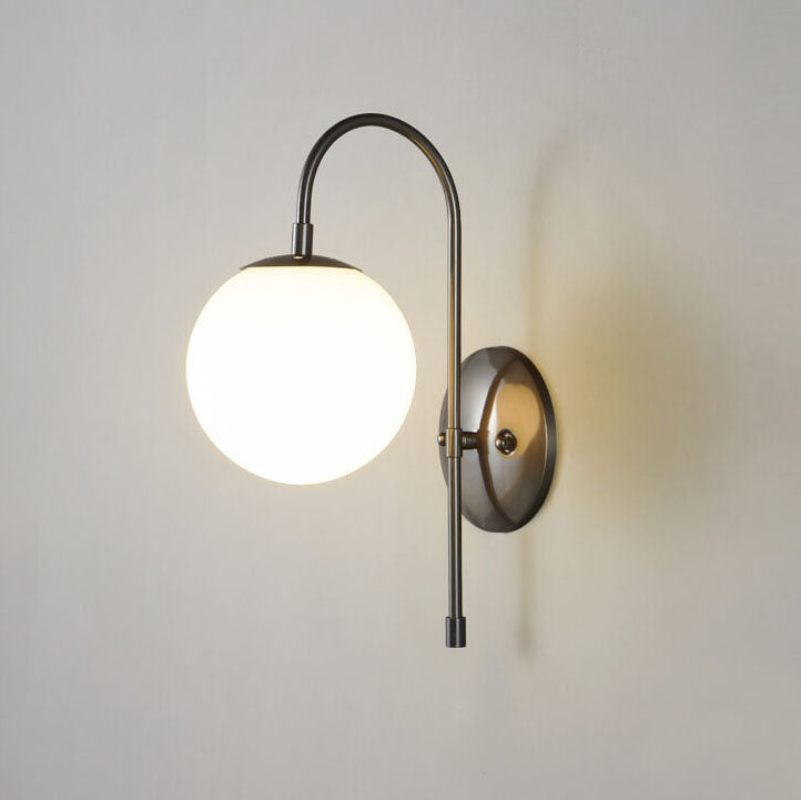 Lustre nordique en verre boule ronde bras plié en cuivre applique murale 1 lumière 