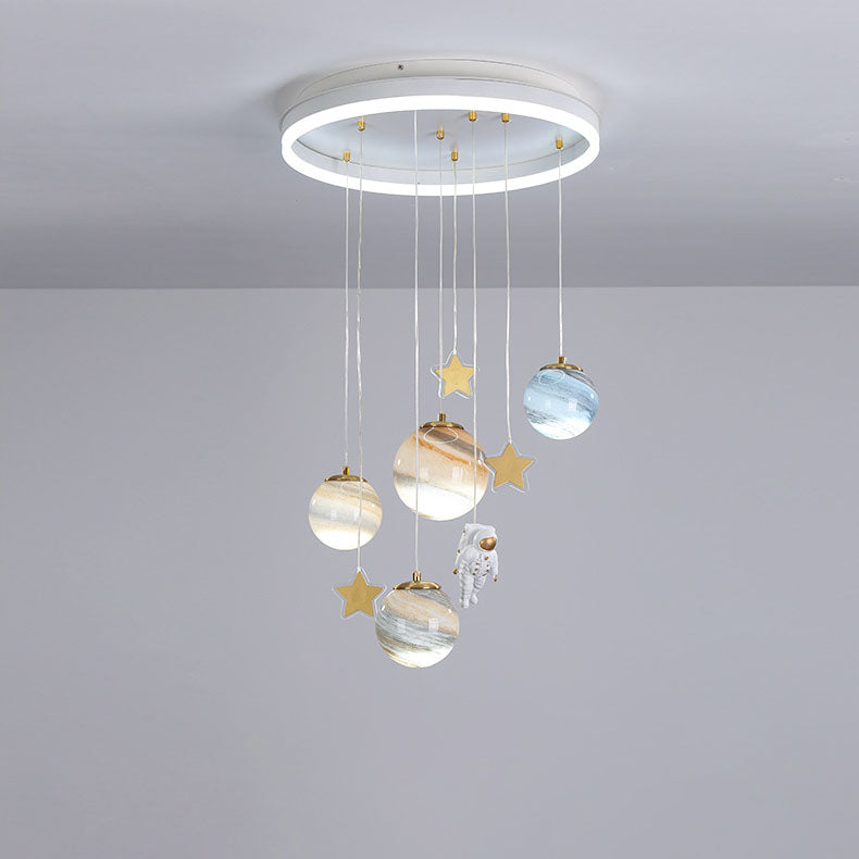 Contemporary Creative Aluminum Round Shade Acrylic Glass Ball LED Kid&