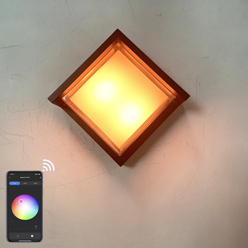 Lampe murale LED à gradation avec application en aluminium rhombique pour extérieur intelligente 