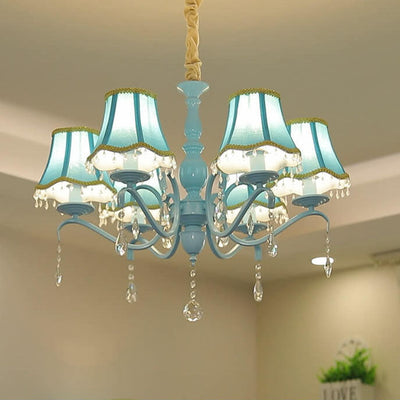 Modern Creative Cone Iron Crystal Fabric 5/6/8 Light Chandelier