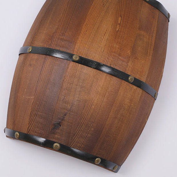 Contemporary Industrial Half Barrel Wood Hardware LED Wall Sconce Lamp for Living Room