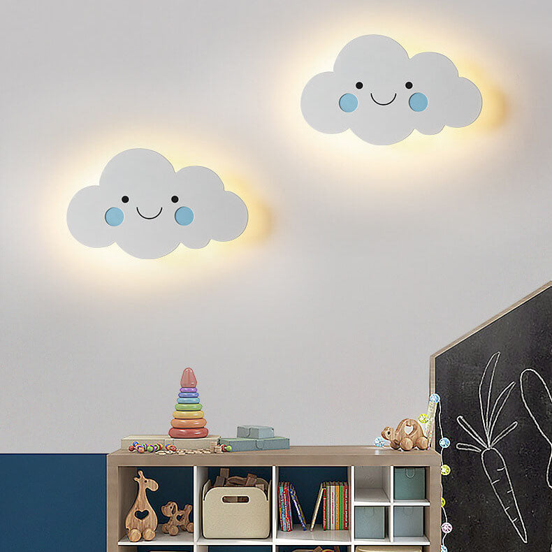 Nordic Creative Clouds Iron Emoji LED Kids Wall Sconce Lamp