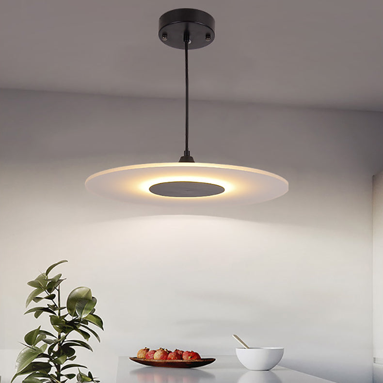 Modern Minimalist Acrylic Disc Shade Iron LED Pendant Light For Living Room