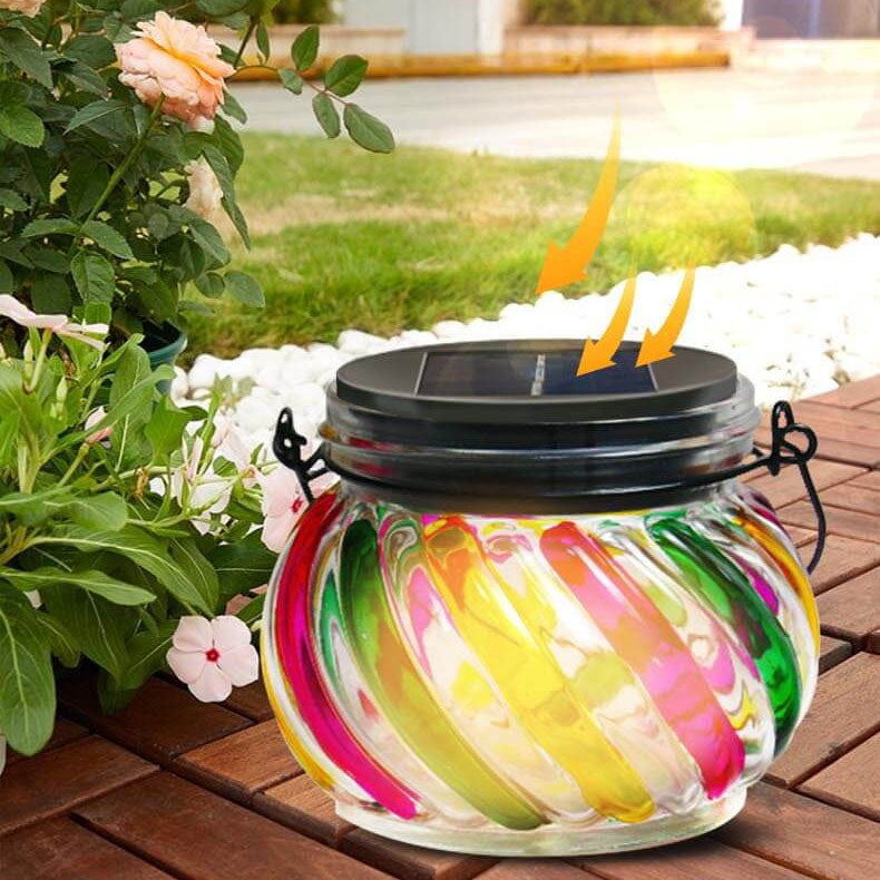 Bocal Arc-en-ciel Solaire Extérieur Étanche Décoratif pour Chemin de Patio 