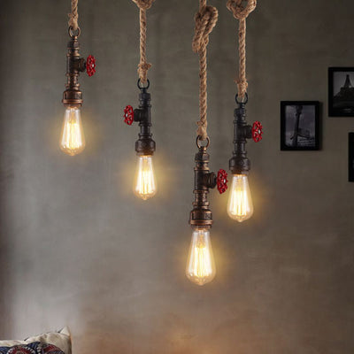 Modern Vintage Industrial Twine Iron 1-Light Pendant Light