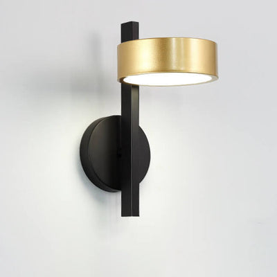 Nordic Light Luxury Black Gold Iron Round Head LED Wall Sconce Lamp