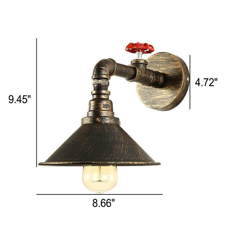 Industrielles Eisen Vintage Wasserhahn Wasserpfeife Design 1-Licht Wandleuchte