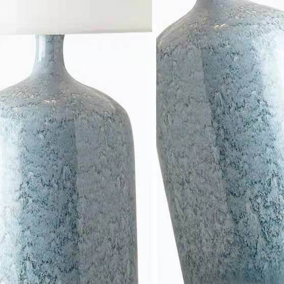 Modern Minimalist Cylindrical Ceramic Fabric 1-Light Table Lamp
