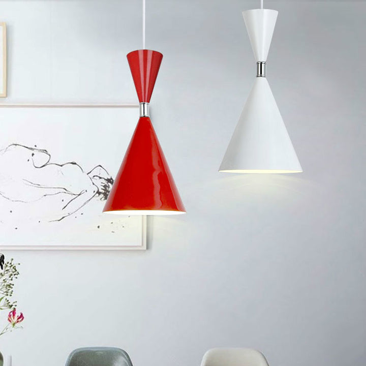 Luminaire suspendu à 1 lumière en aluminium et fer de couleur unie, cône minimaliste nordique 
