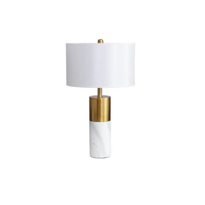 Modern Fabric Marble Column Base 1-Light Table Lamp