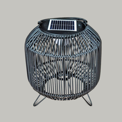 ضوء LED شمسي مقاوم للماء للحديقة مصنوع من الحديد بتصميم عصري منسوج من الخيزران 