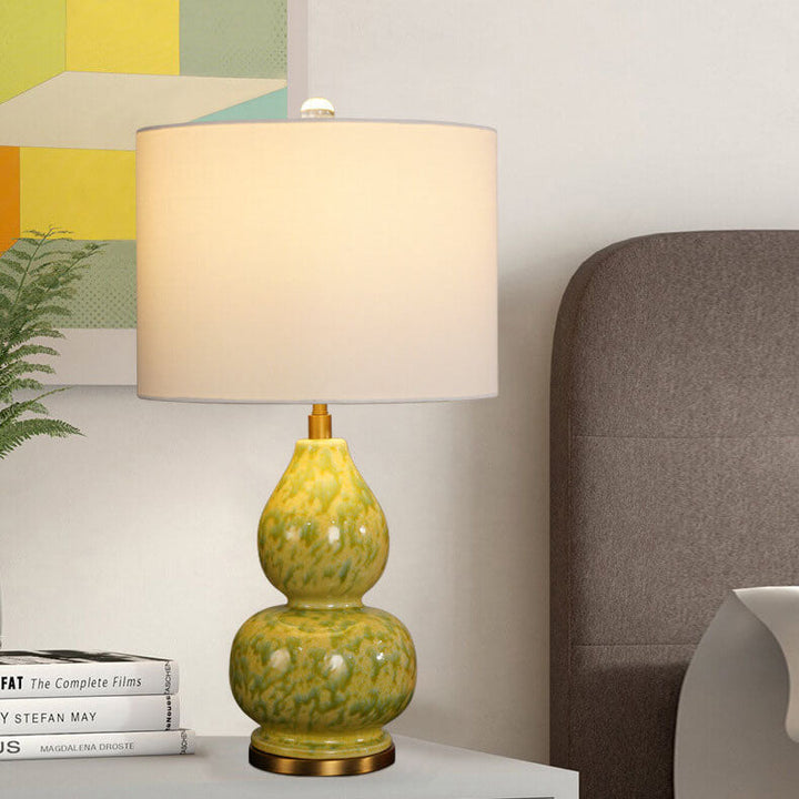 Lampe de Table en Céramique Gourd de Luxe Léger Chinois à 1 Lumière 