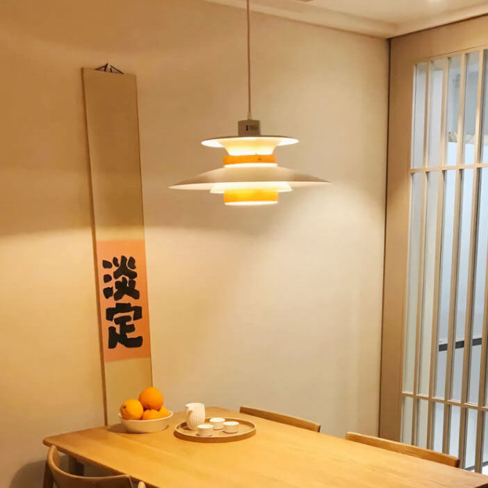Pantalla de platillo volador de aluminio de hierro europeo tradicional, lámpara colgante de 1 luz para sala de estar 