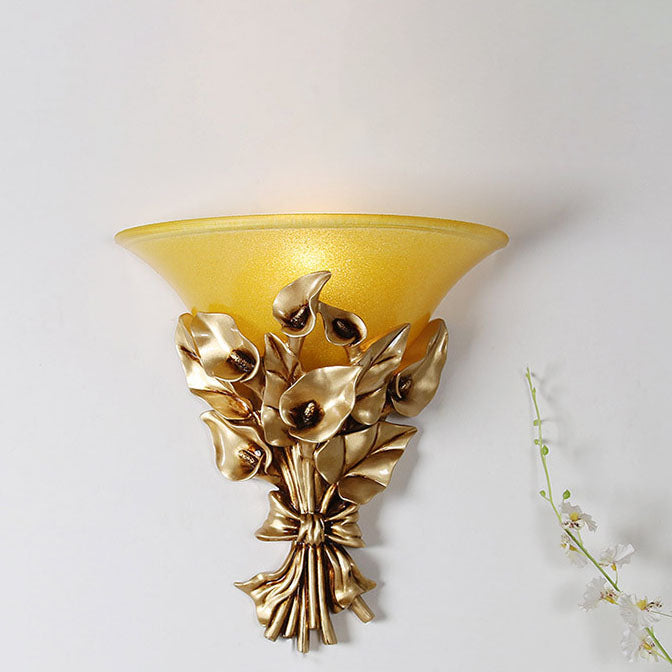 Europäische kreative Blumenstrauß-Form-Harz-Glas-1-Licht-Wandleuchte-Lampe
