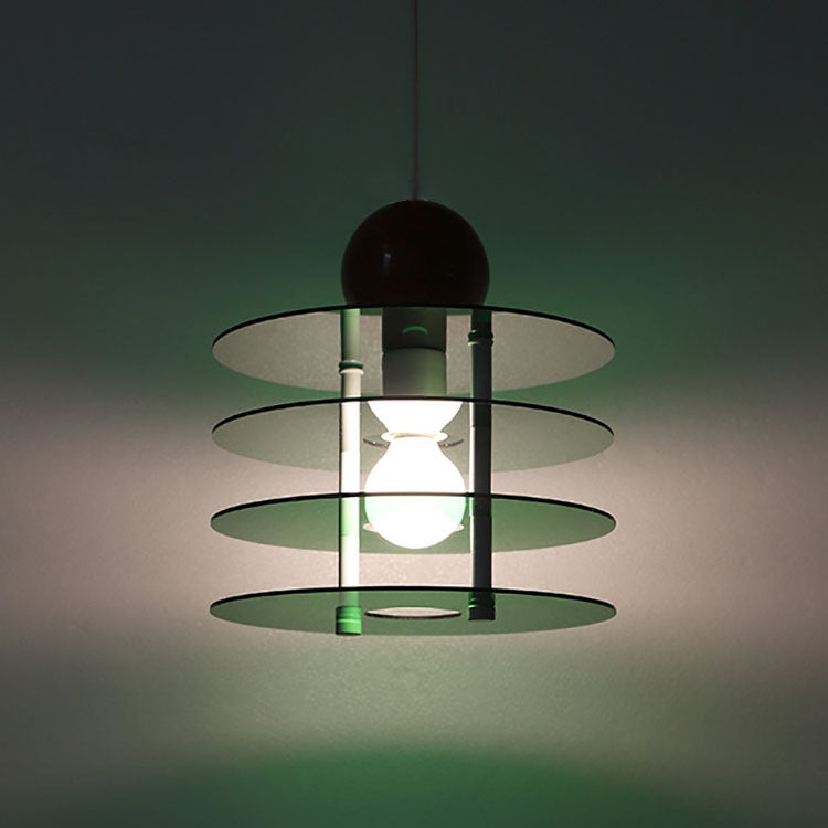 Zeitgenössische nordische bunte Acryl fliegende Untertasse 1-Licht Pendelleuchte für Schlafzimmer 