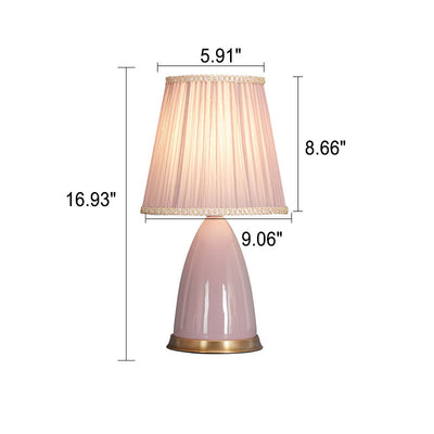 Lampe de table moderne et minimaliste à abat-jour conique en céramique à 1 lumière avec variateur tactile
