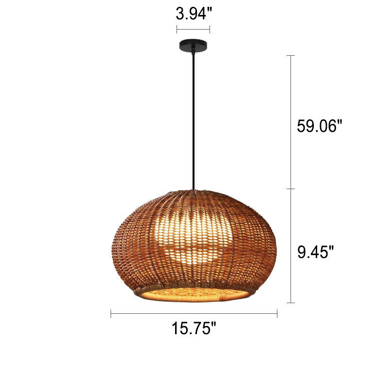 Japanese Minimalist Rattan 1-Light Pendant Light